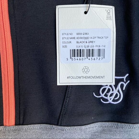 Sik Silk Advantage 1/4 Zip Track Top Black Grey Sz US 6 NWT - Picture 8 of 9